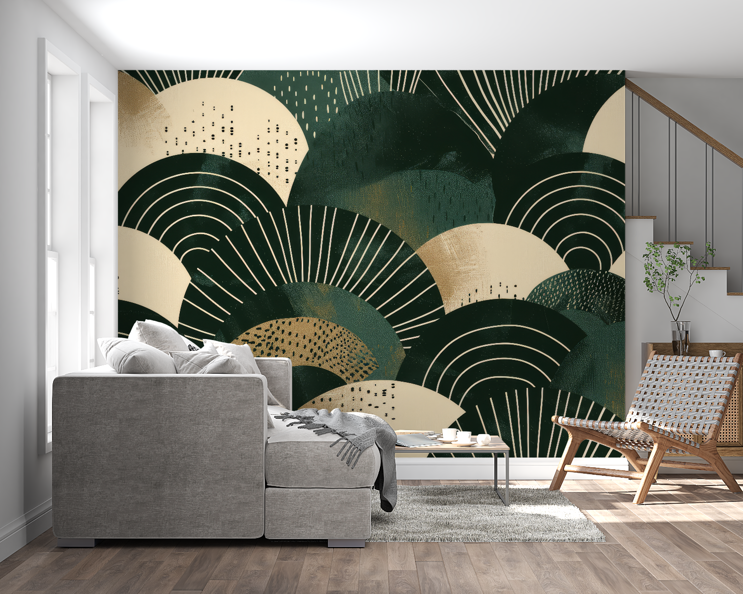 Japanische grüne Tapete | Wandbilder Tapete