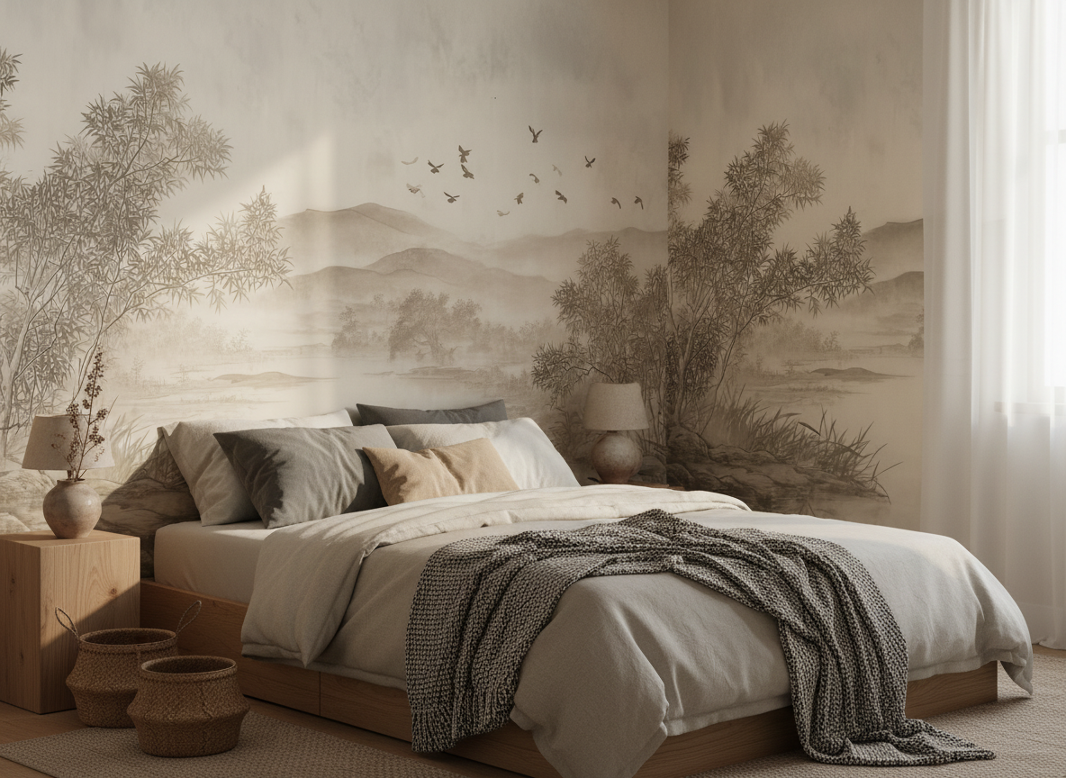 Chinese Ink Wash Landscape Mural Wallpaper