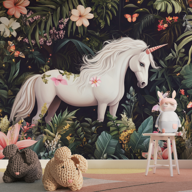 Princess Tropical Garden Unicorn Wallpaper | Murals Wallpaper