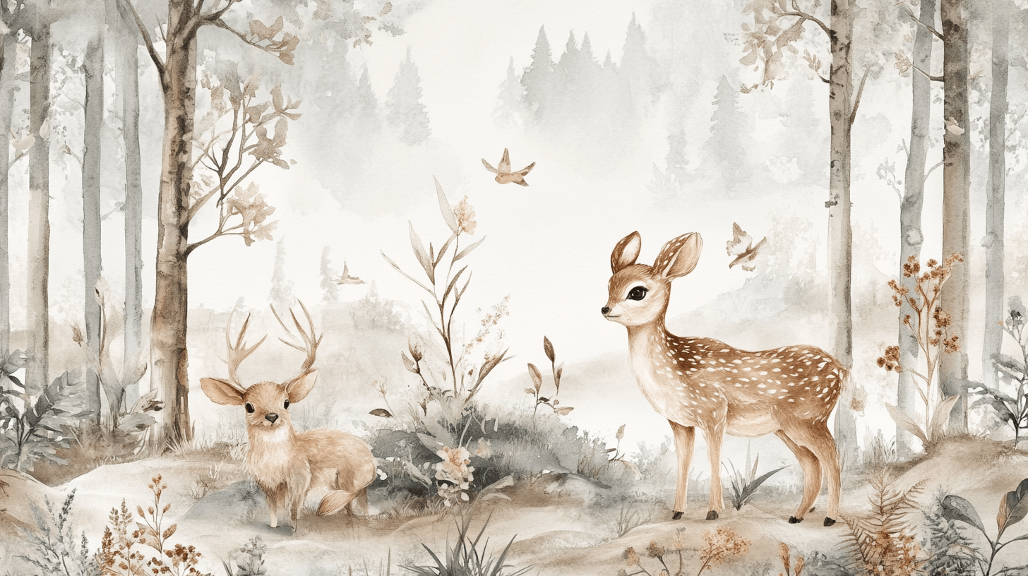 Deer and Forest Wallpaper | Murals Wallpaper