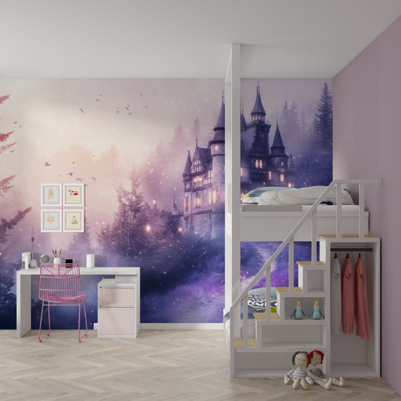 Princess Castle Purple Wallpaper | Murals Wallpaper