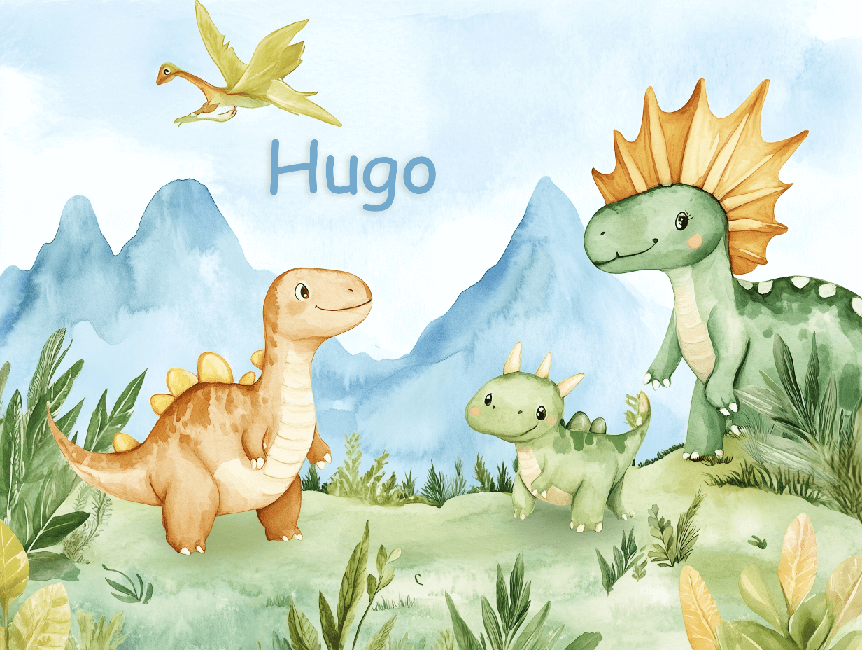 Papier Peint Prénom Famille Dinosaures