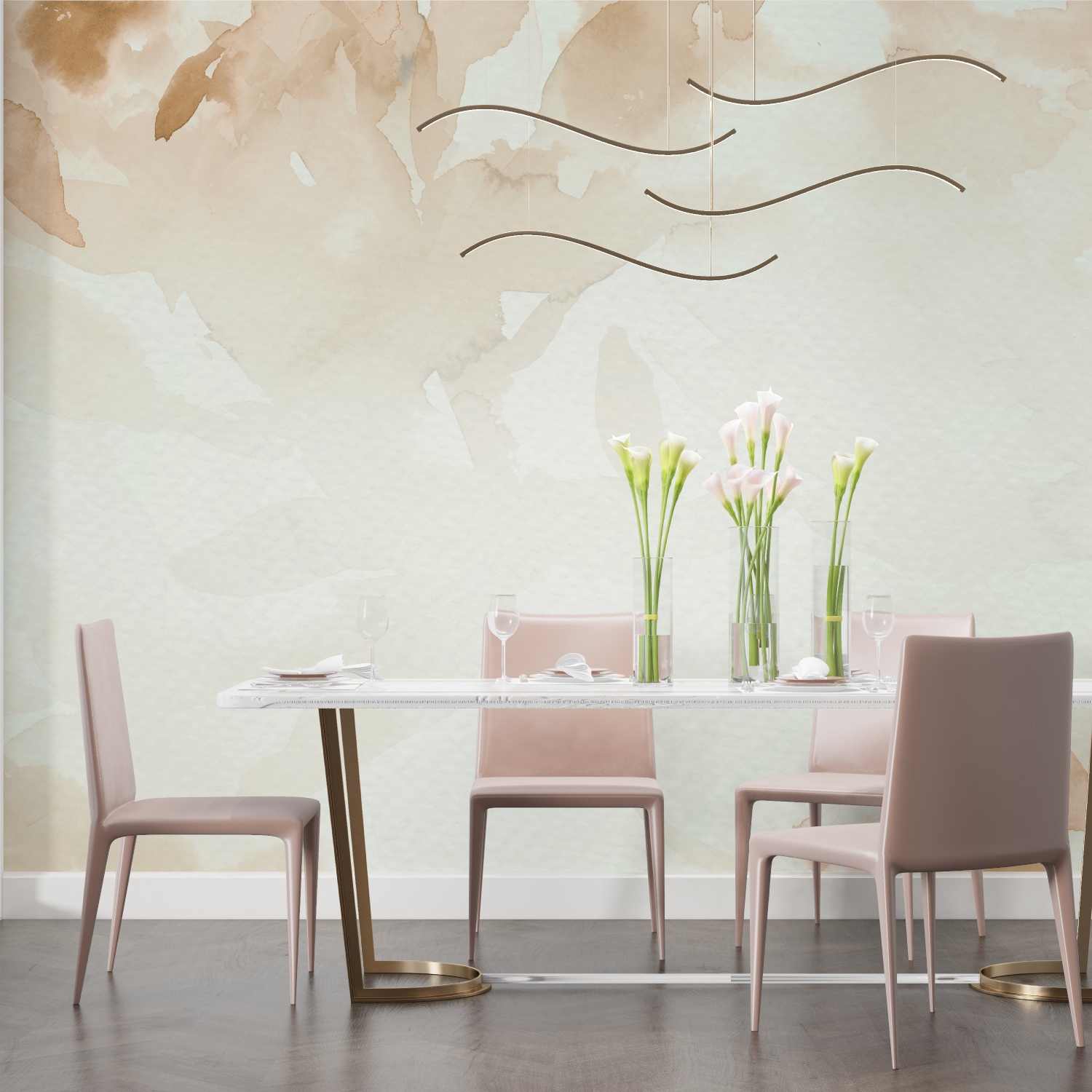 Beige Leaf Watercolor Wallpaper | Murals Wallpaper