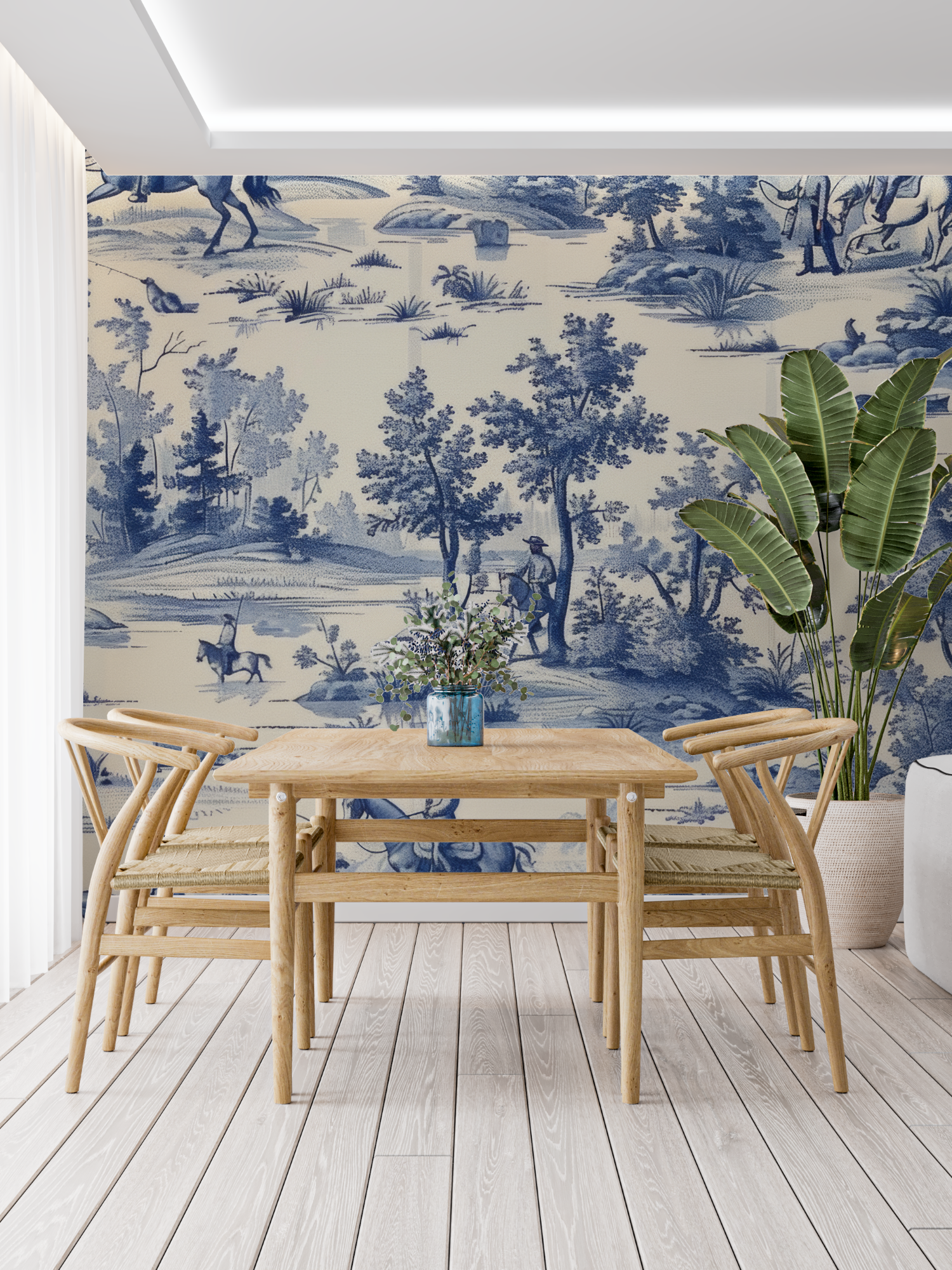 Toile de Jouy Blue Wallpaper | Murals Wallpaper