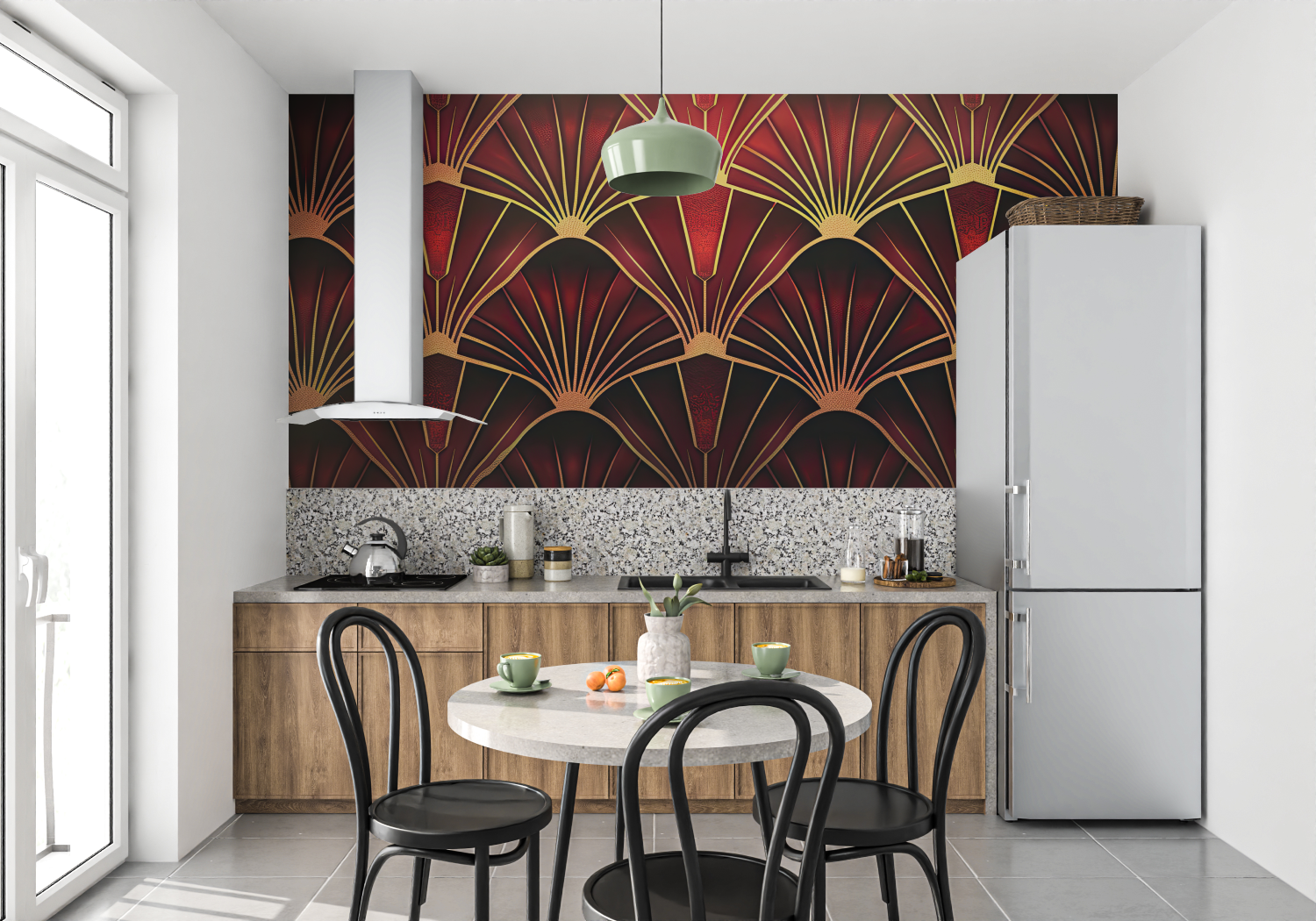 Red Art Deco Wallpaper | Murals Wallpaper