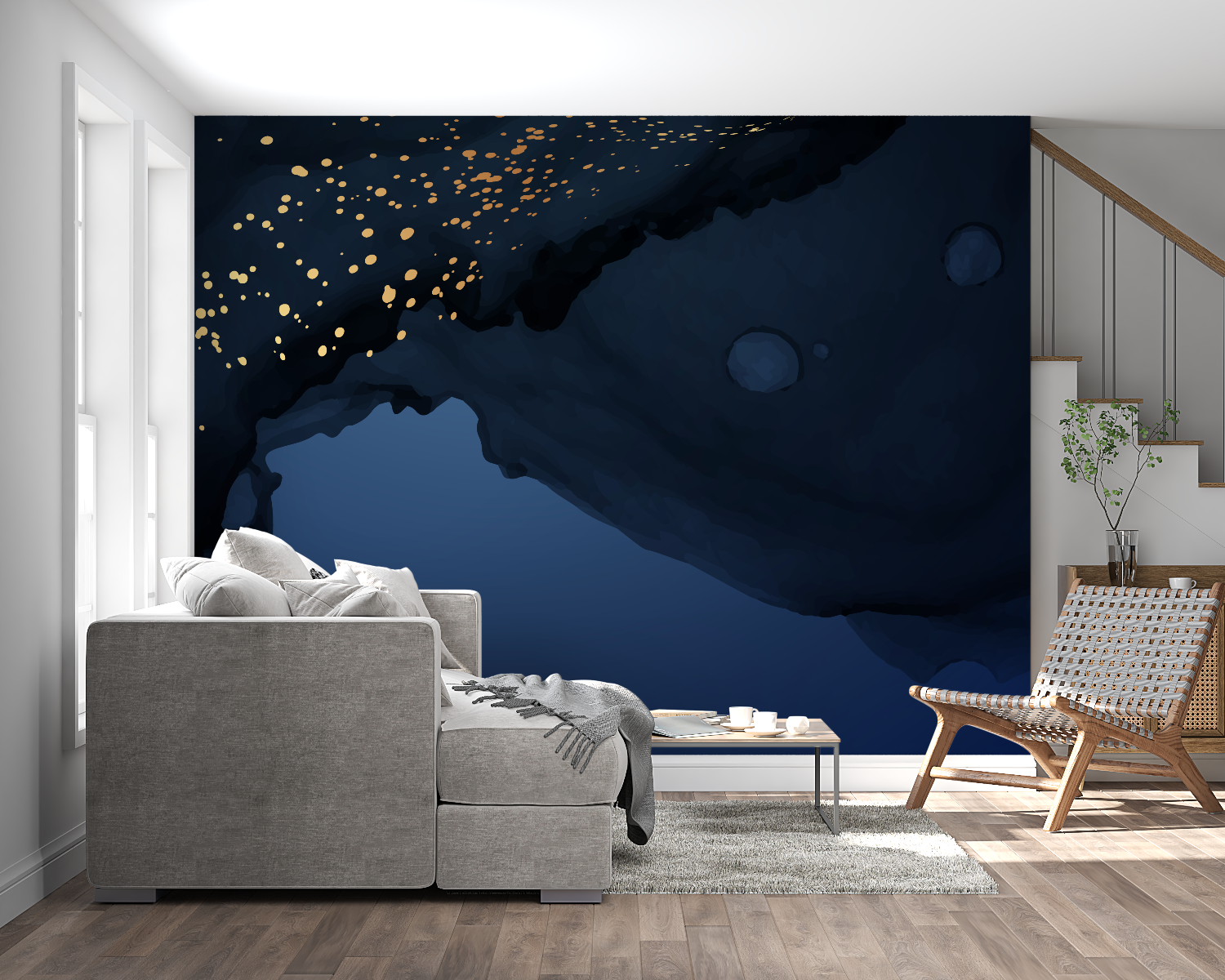 Papier Peint Bleu Nuit – Panorama-Wandbild