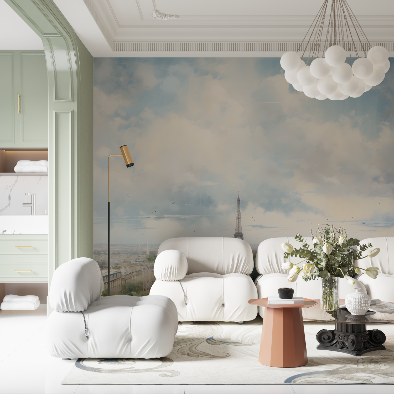 Watercolor Paris Sky Wallpaper | Murals Wallpaper