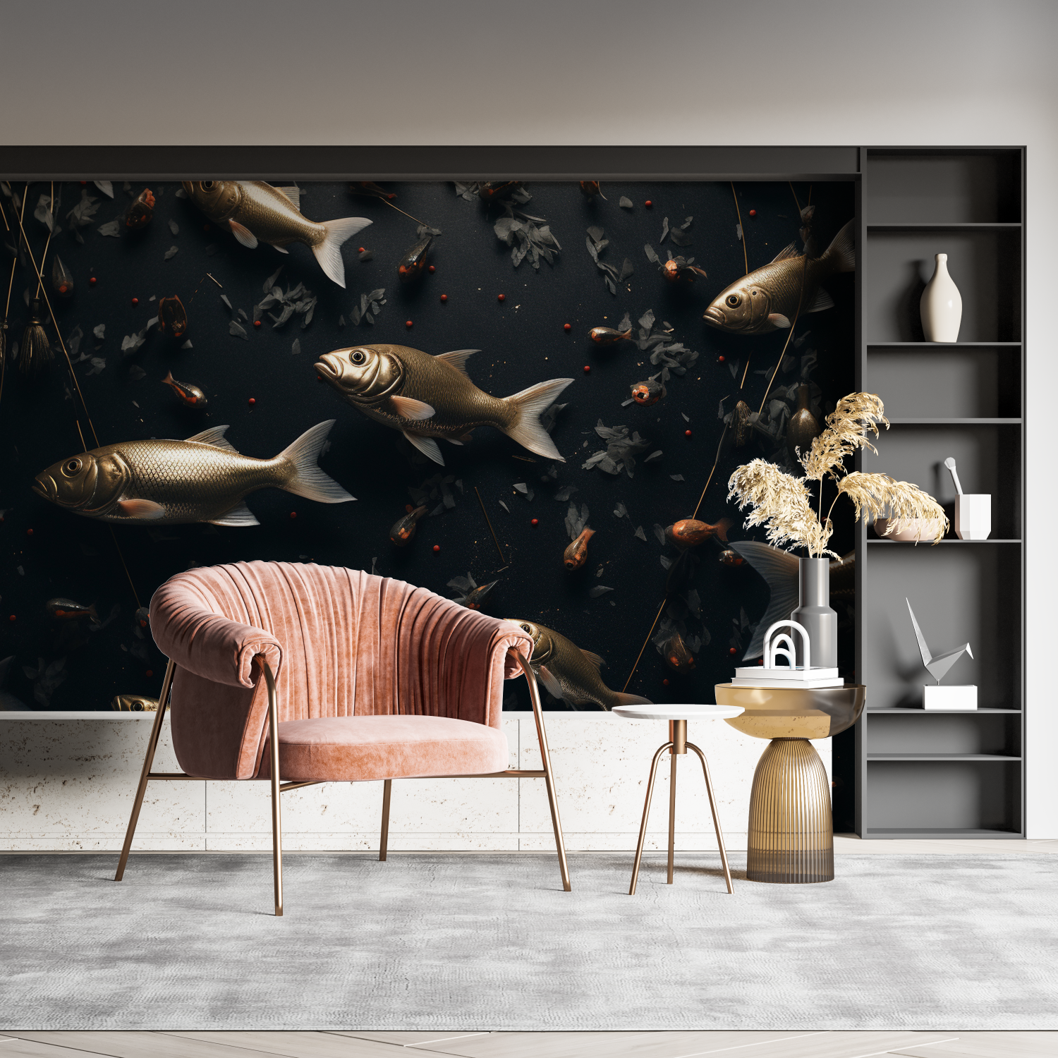 Fisch-Hintergrundbild, schwarzer Hintergrund | Wandbild-Hintergrundbild
