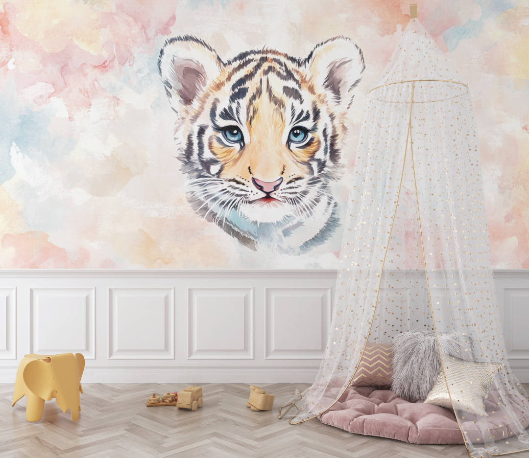 Tiger and Pastel Colors Wallpaper | Murals Wallpaper