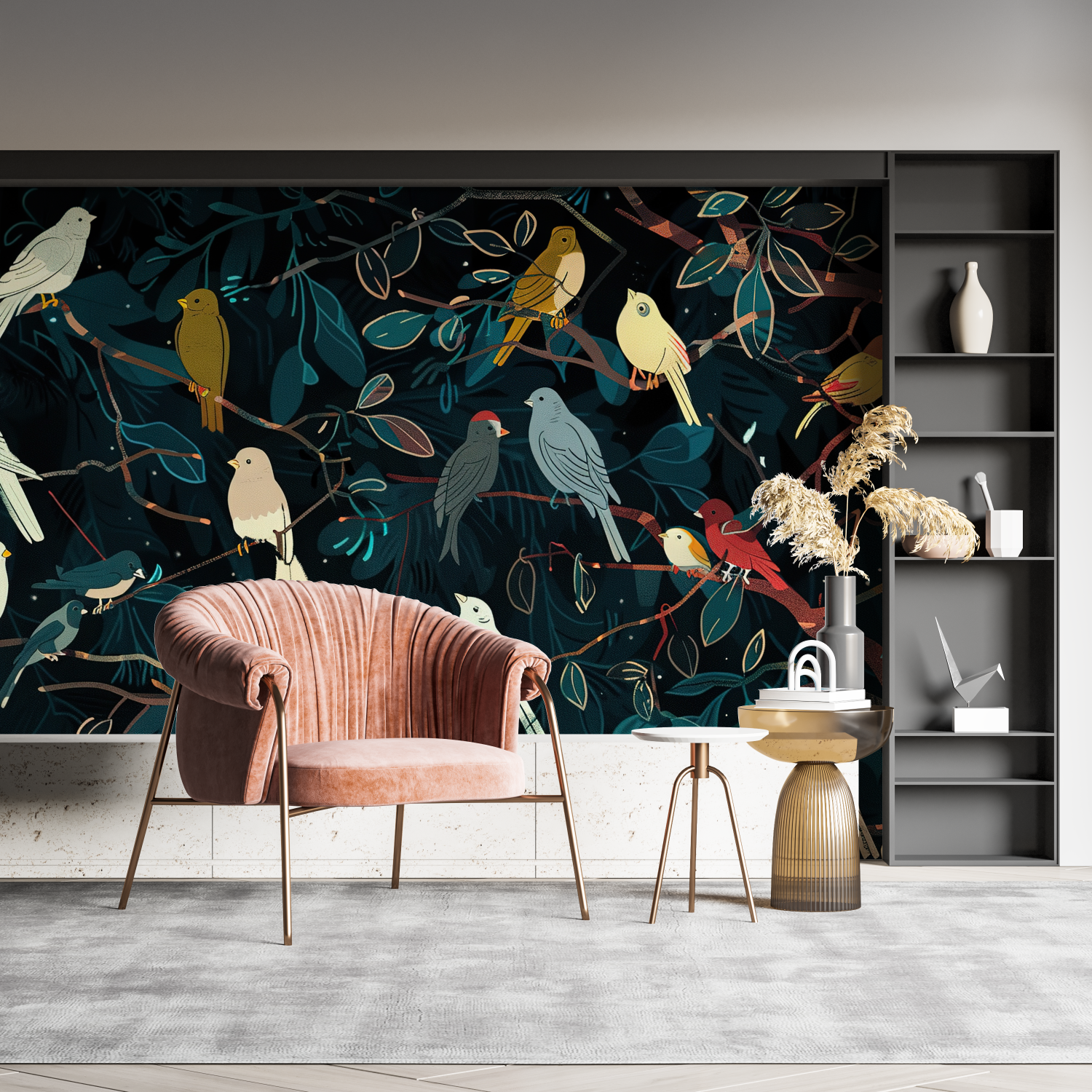 Birds Wallpaper Black Background | Murals Wallpaper