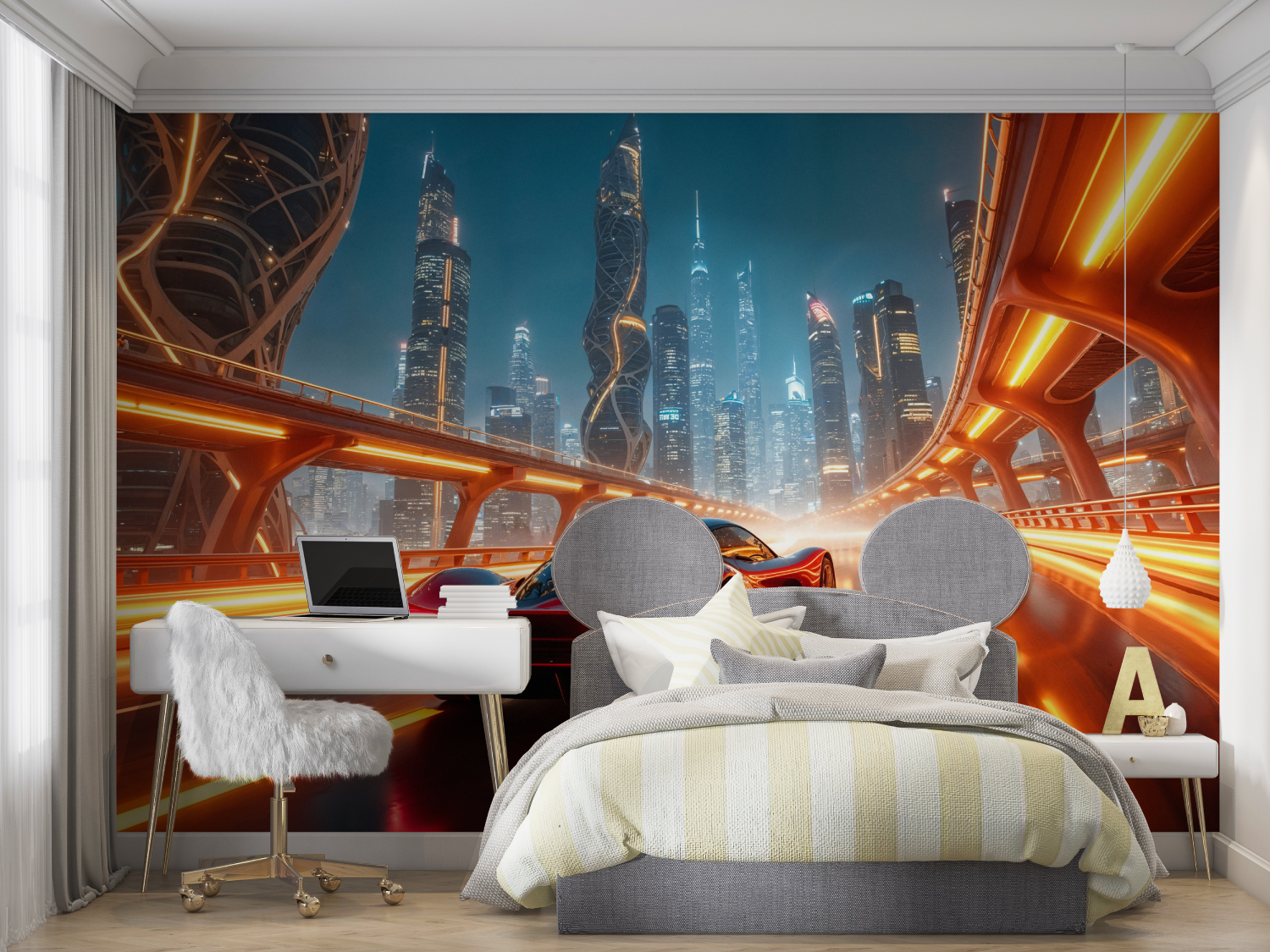 3D Wallpaper Futuristisches Auto | Wandbilder Wallpaper