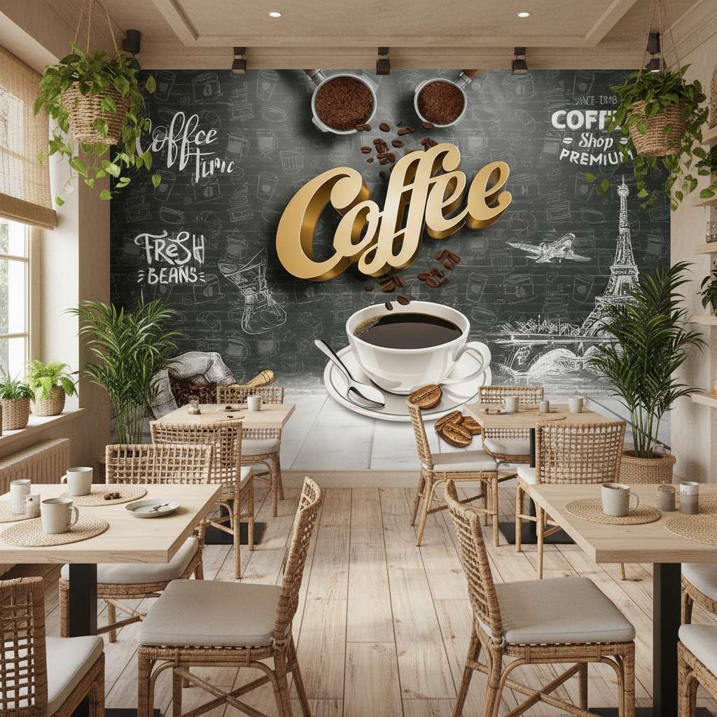 Mural Coffee Shop Wallpaper