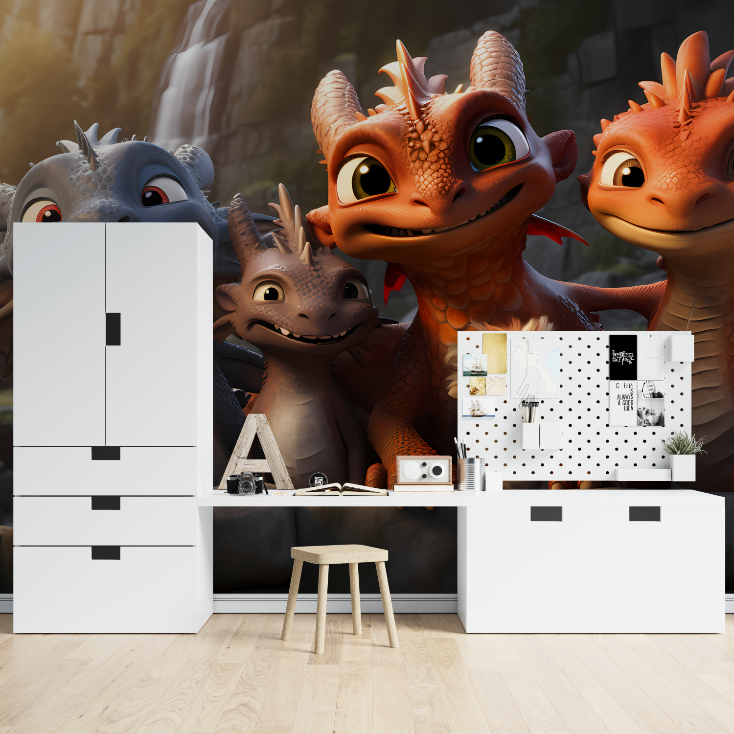 Niedliche Dinosaurier-Tapete | Wandbildtapete