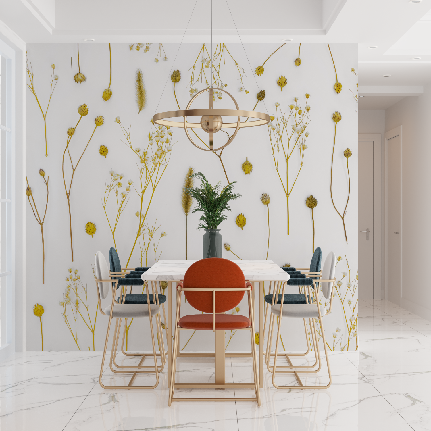 Cocooning Tapete Zarte goldene Ranken | Wandbilder Tapete