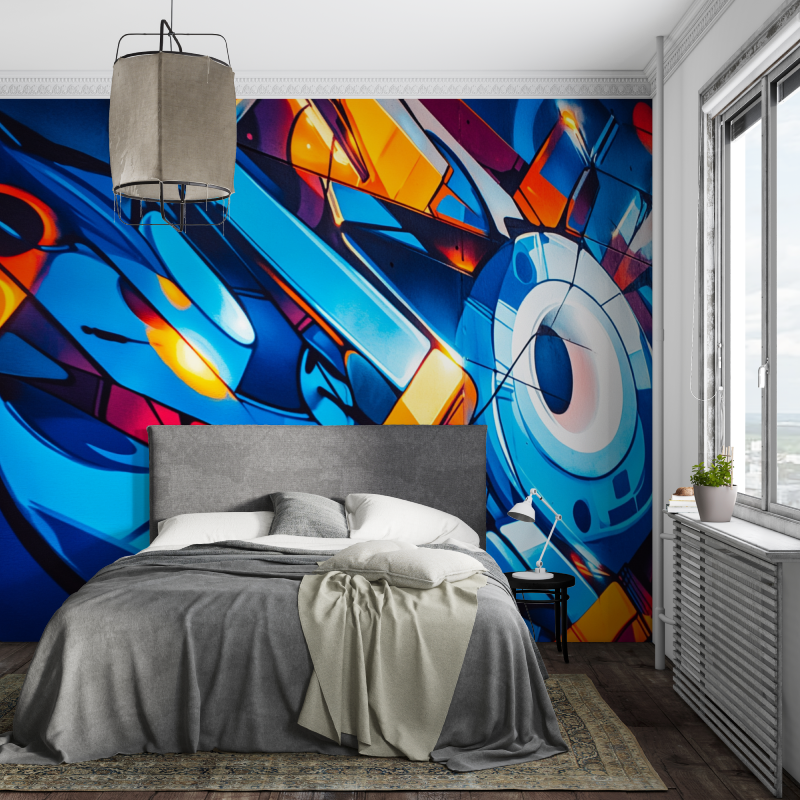 Blue Electro Graffiti Wallpaper | Murals Wallpaper