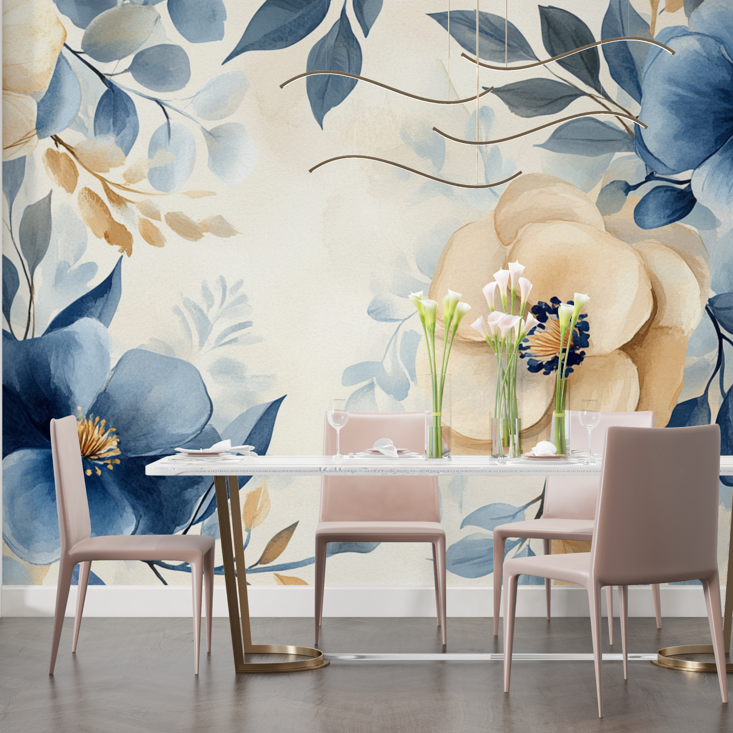 Papel Pintado Acuarela Abstracto Flores Silvestres | Murales de Papel Pintado