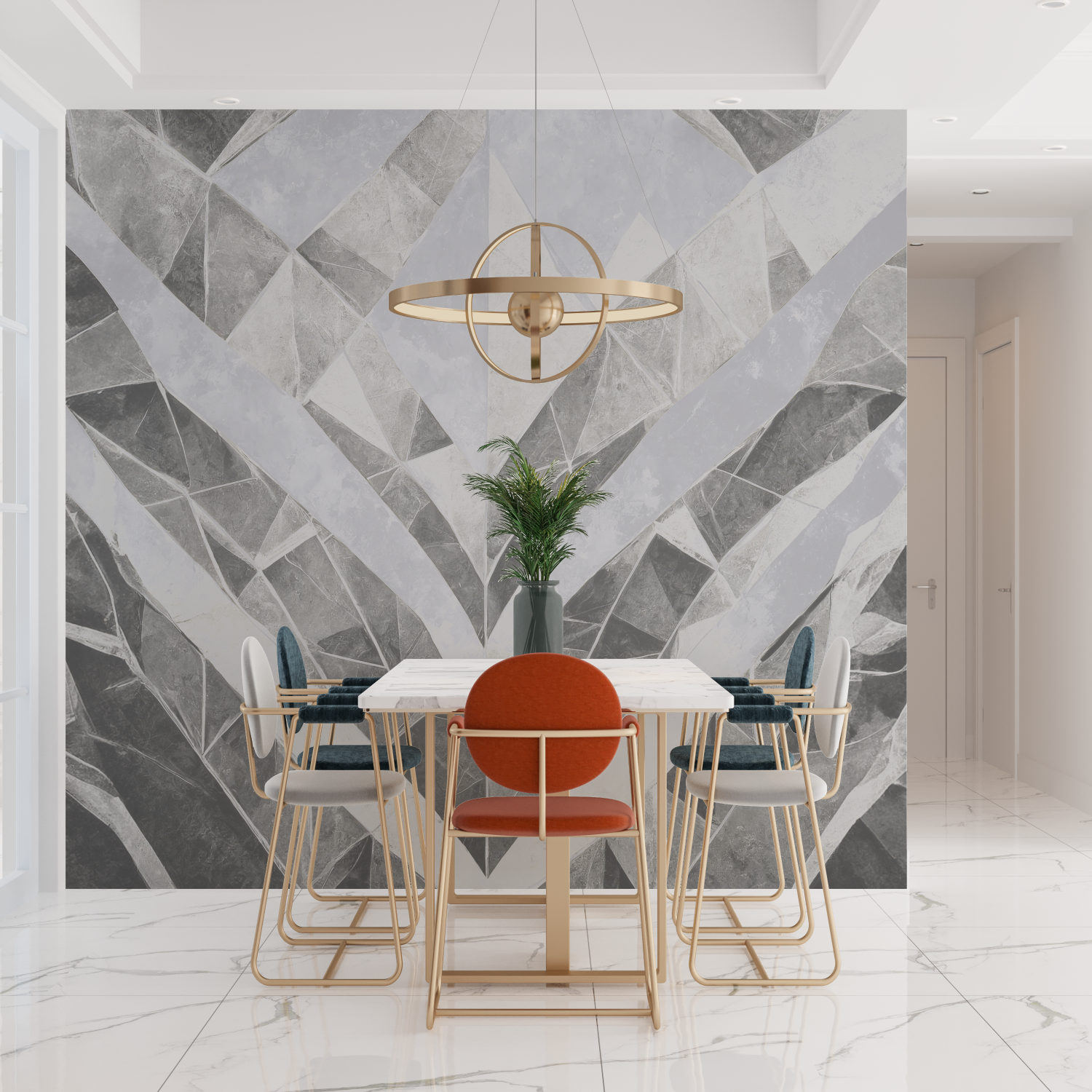 Gray and White Living Room Wallpaper | Murals Wallpaper