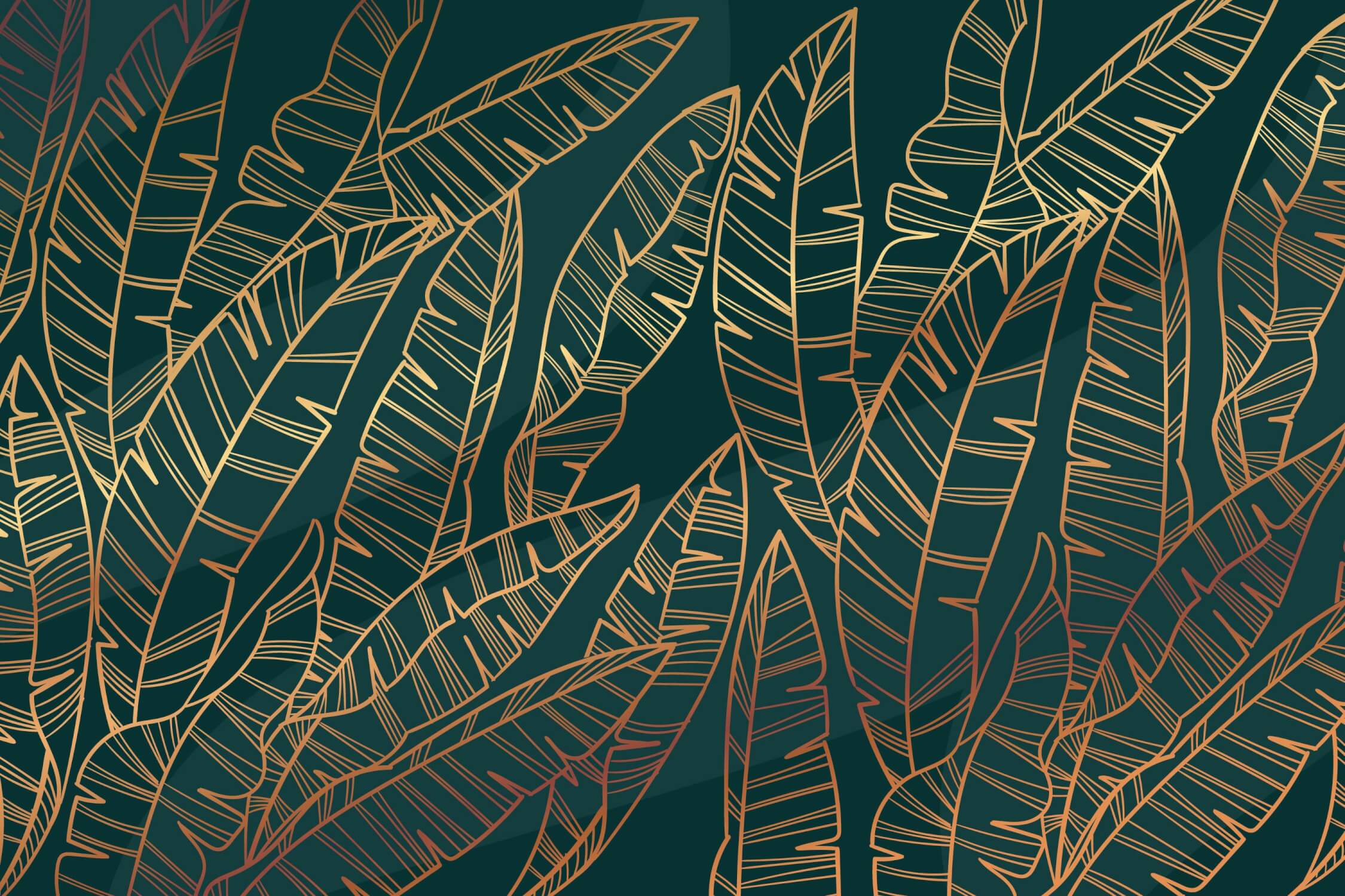 Teal Wallpaper with Golden Pattern | Murals Wallpaper