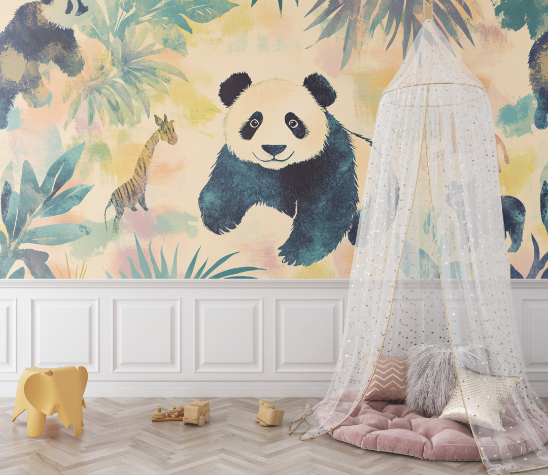 Panda and Jungle Animals Wallpaper | Murals Wallpaper