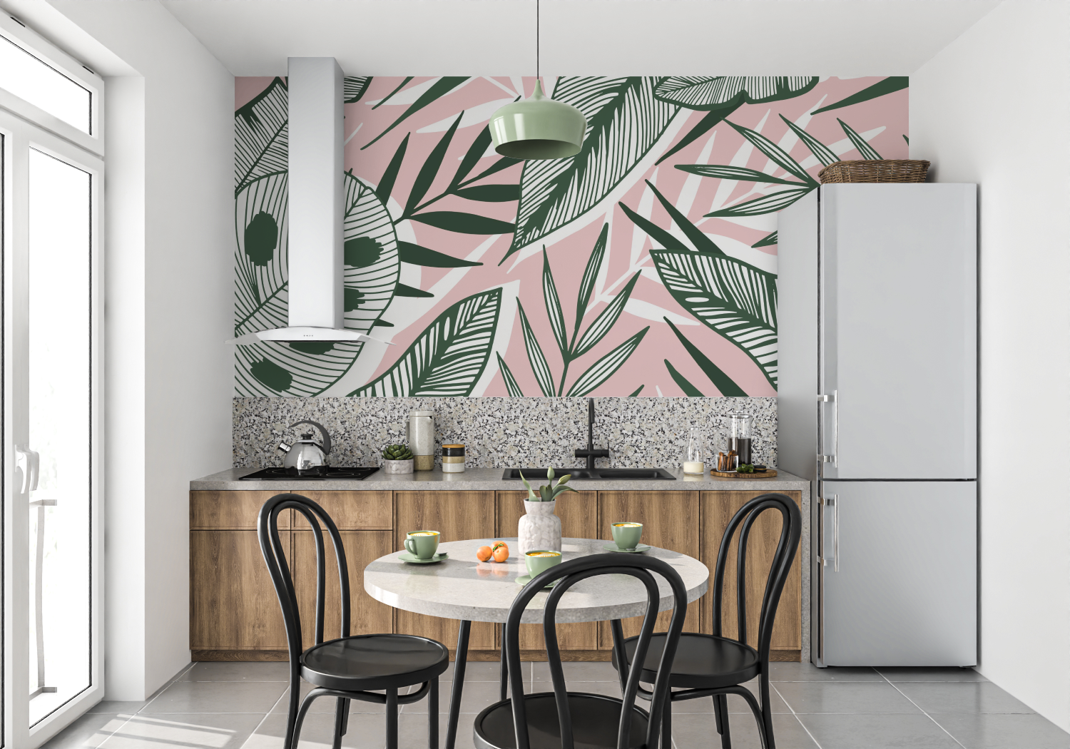Green and Pink Jungle Wallpaper | Murals Wallpaper