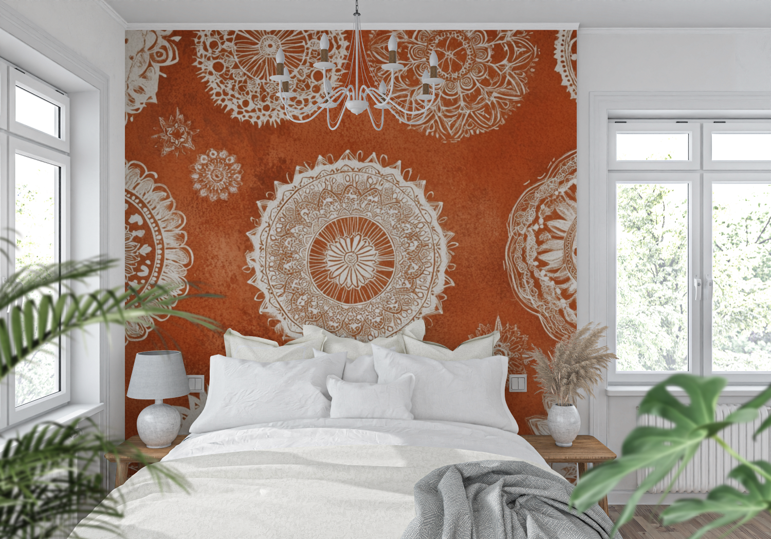 Terracotta Ethnic Mandala Wallpaper | Murals Wallpaper