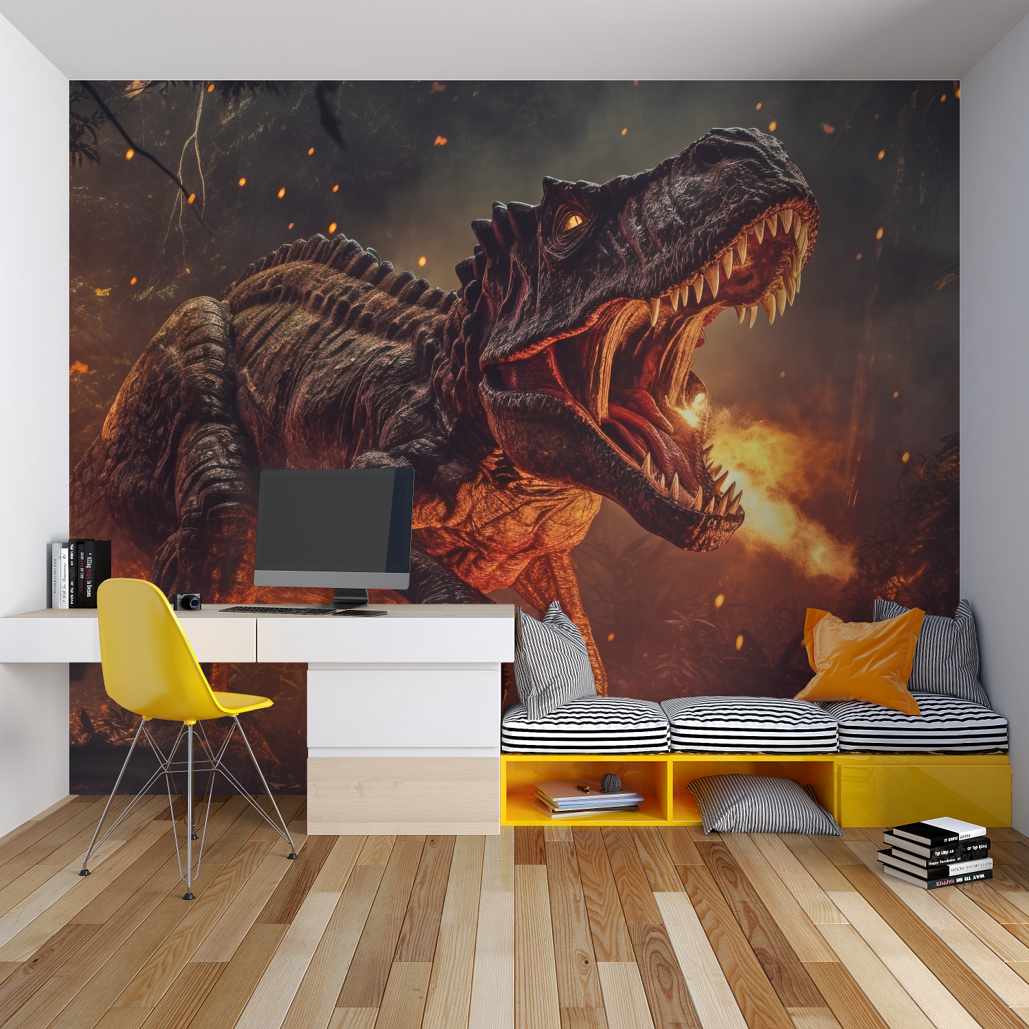 Dinosaur T-Rex Fire Wallpaper | Murals Wallpaper