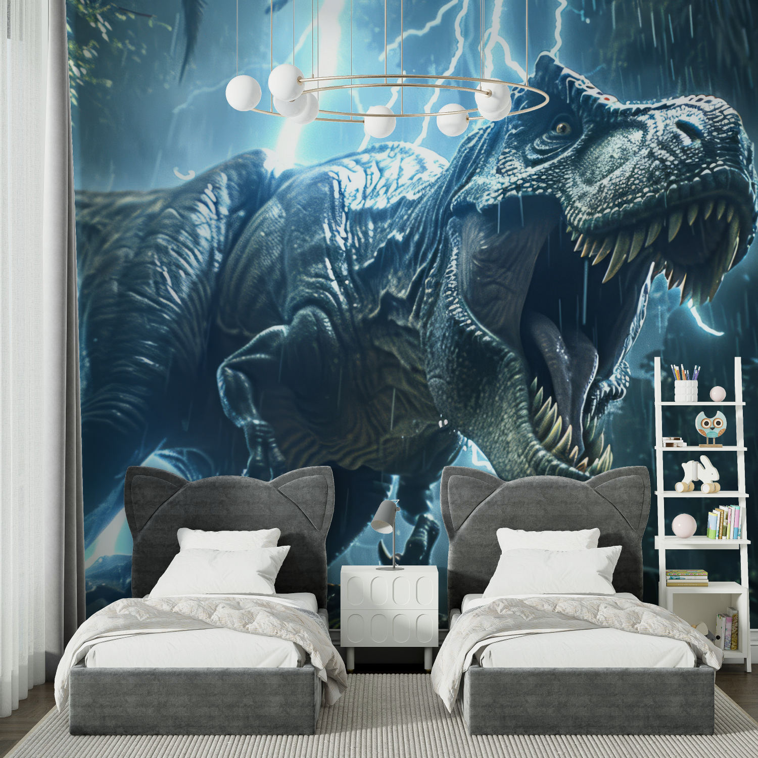 T-Rex Lightning Wallpaper | Murals Wallpaper