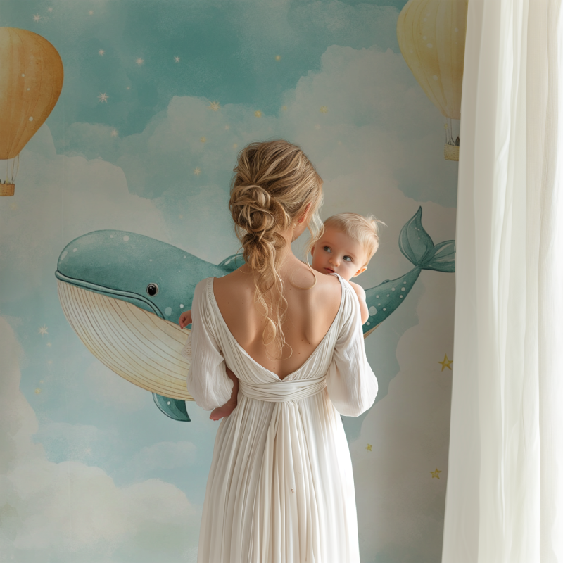 Classic Baby Wallpaper Sky and Whale | Murals Wallpaper