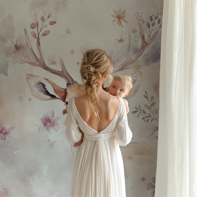 Deer Crown Floral Wallpaper | Murals Wallpaper