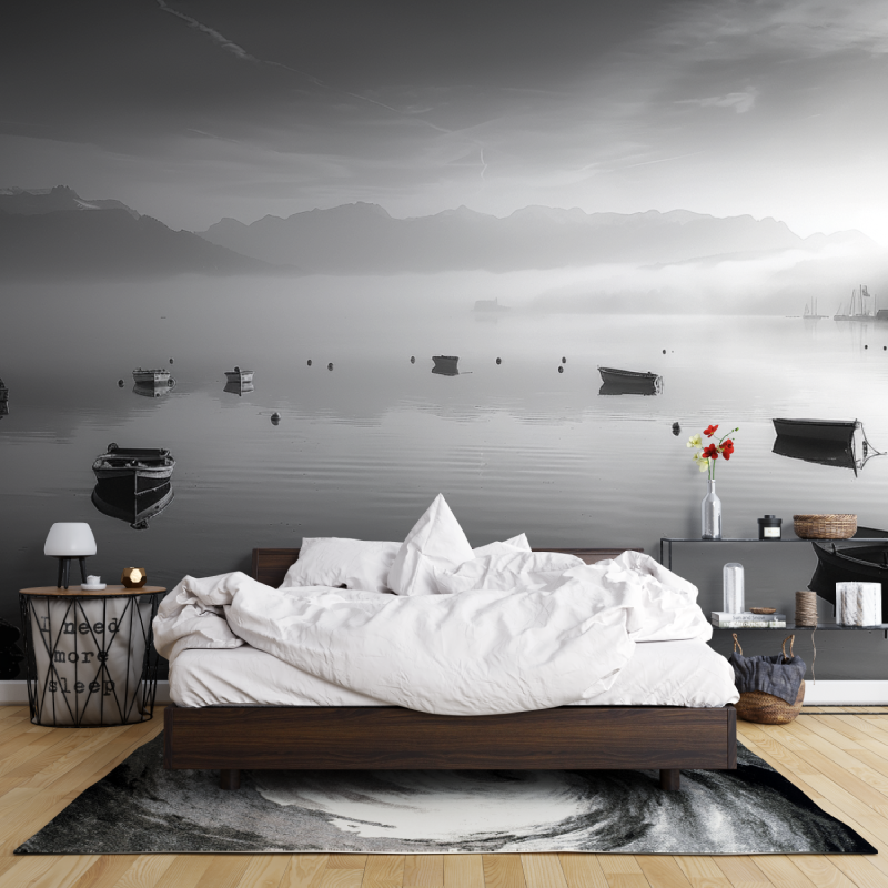 Black and White Wallpaper Lake Annecy | Murals Wallpaper