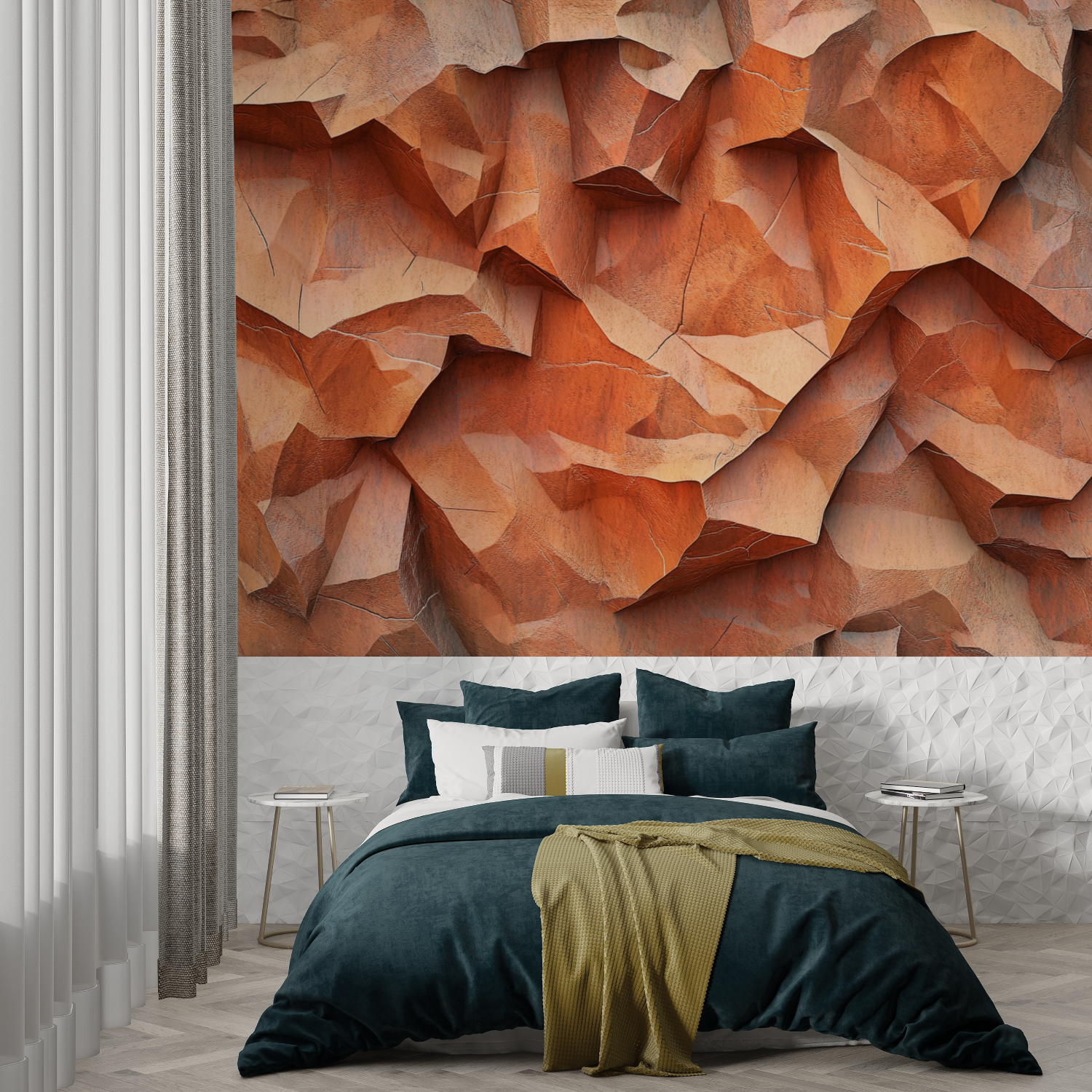 Terracotta Natural Stone Effect Wallpaper | Murals Wallpaper