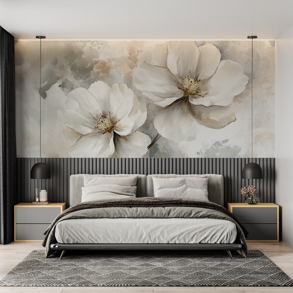 Watercolor Wallpaper Large White Flower | Murals Wallpaper