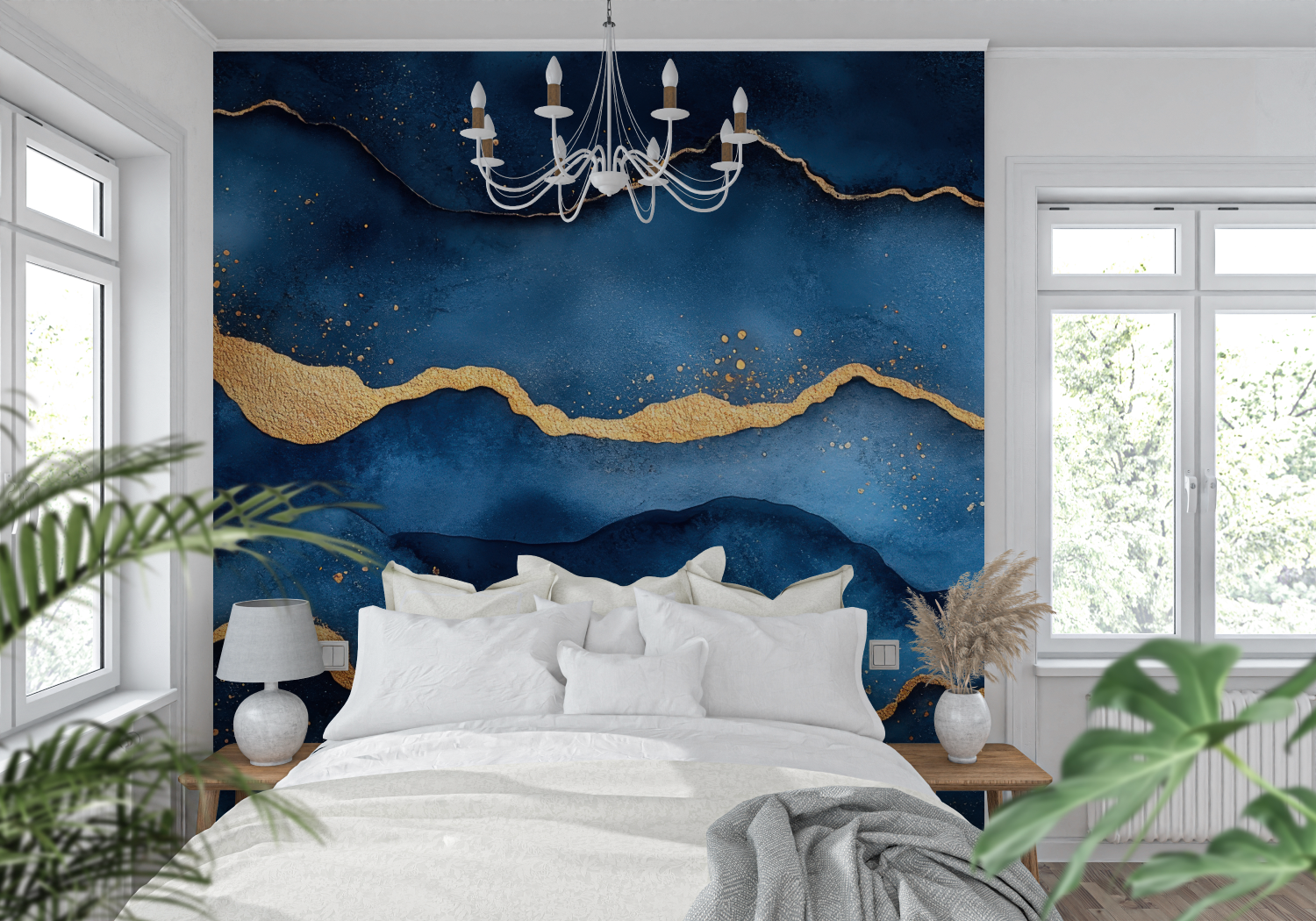 Blue Gold Wallpaper | Murals Wallpaper