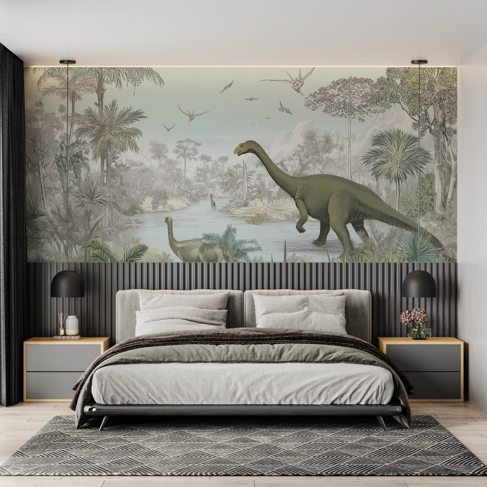 Panoramic dinosaurus kids mural...er chambre adulte tendance