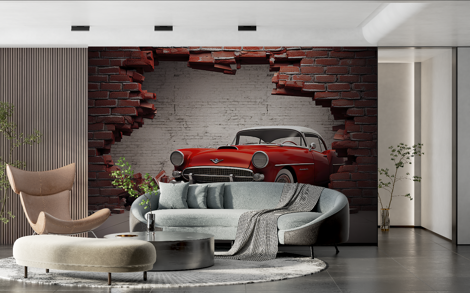 Vintage Car 3D Wallpaper | Murals Wallpaper