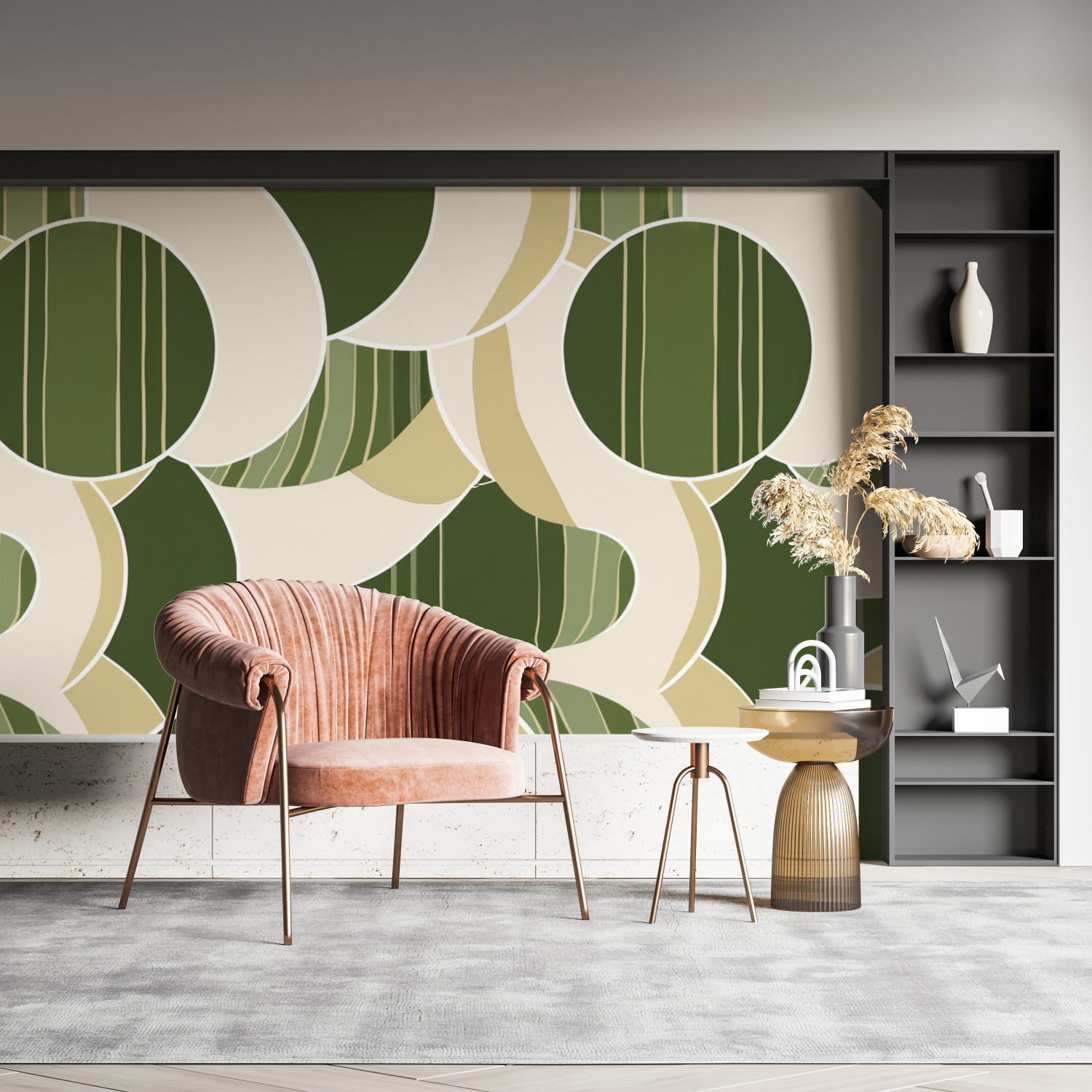 1970er Grün gemusterte Tapete | Wandbilder Tapete