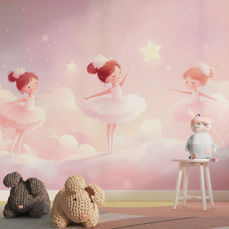 Pinke Tänzerin-Tapete | Wandbild-Tapete