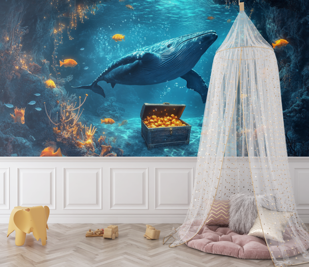 Whale and Hidden Treasure Marine Wallpaper | Murals Wallpaper