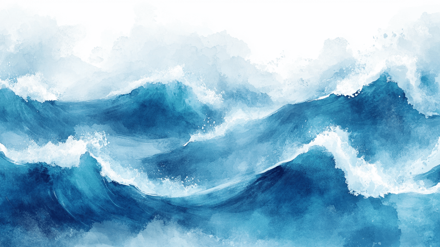 Dynamic Blue Wave Watercolor Wallpaper | Murals Wallpaper