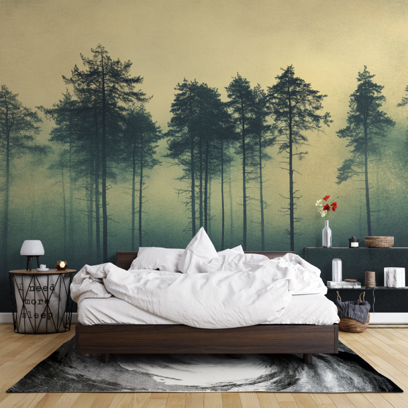 Watercolor Forest Wallpaper Wrapped in Mist | Murals Wallpaper
