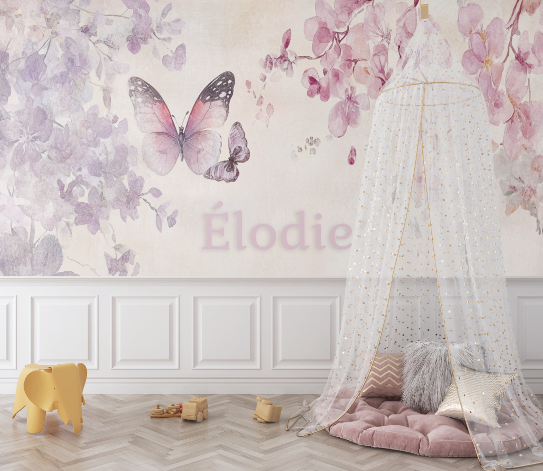 Name Wallpaper Pink Butterflies | Murals Wallpaper