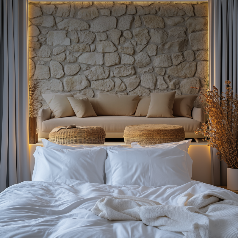 Papier peint pierre trompe l'oeil chambre premium