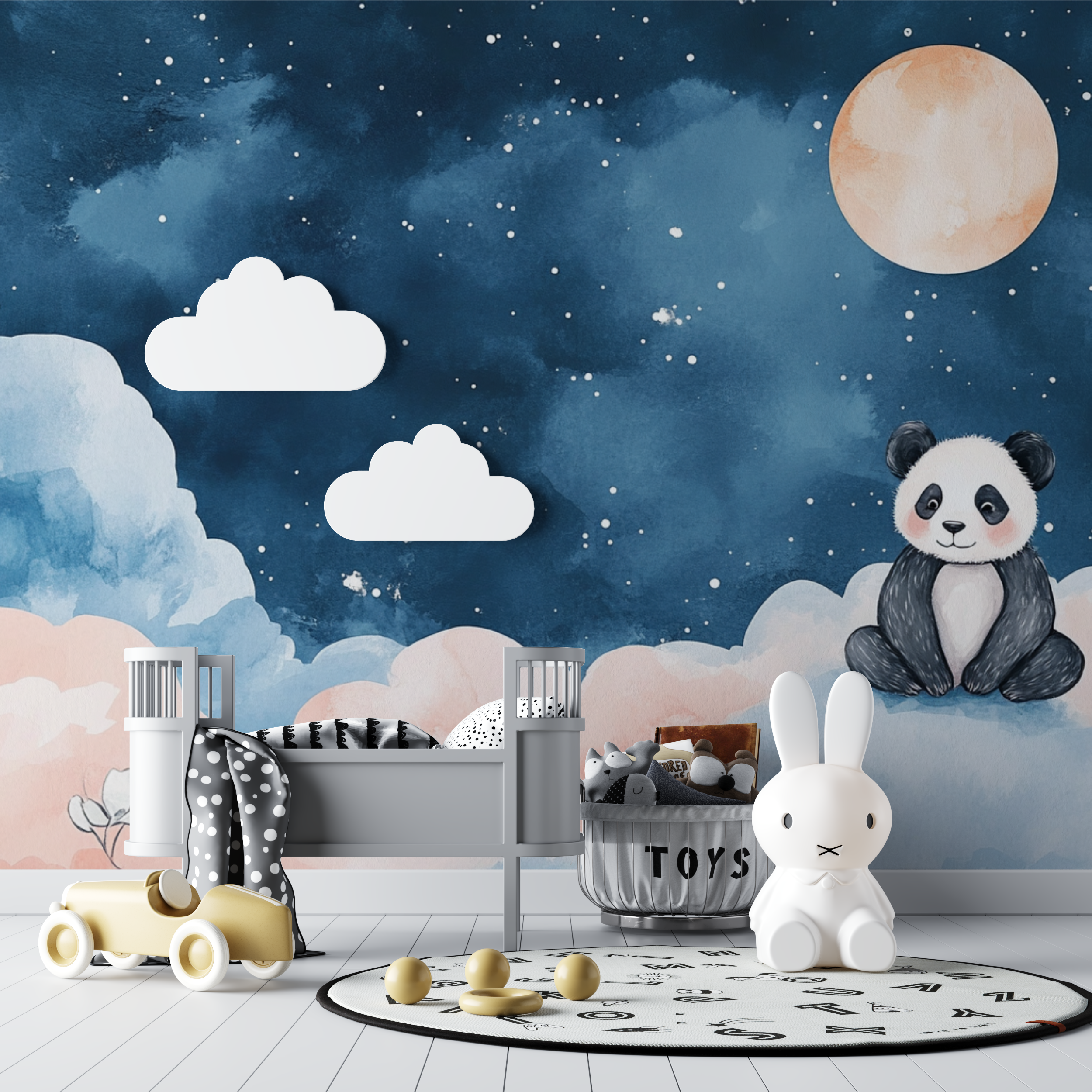Panda and Moon Wallpaper | Murals Wallpaper