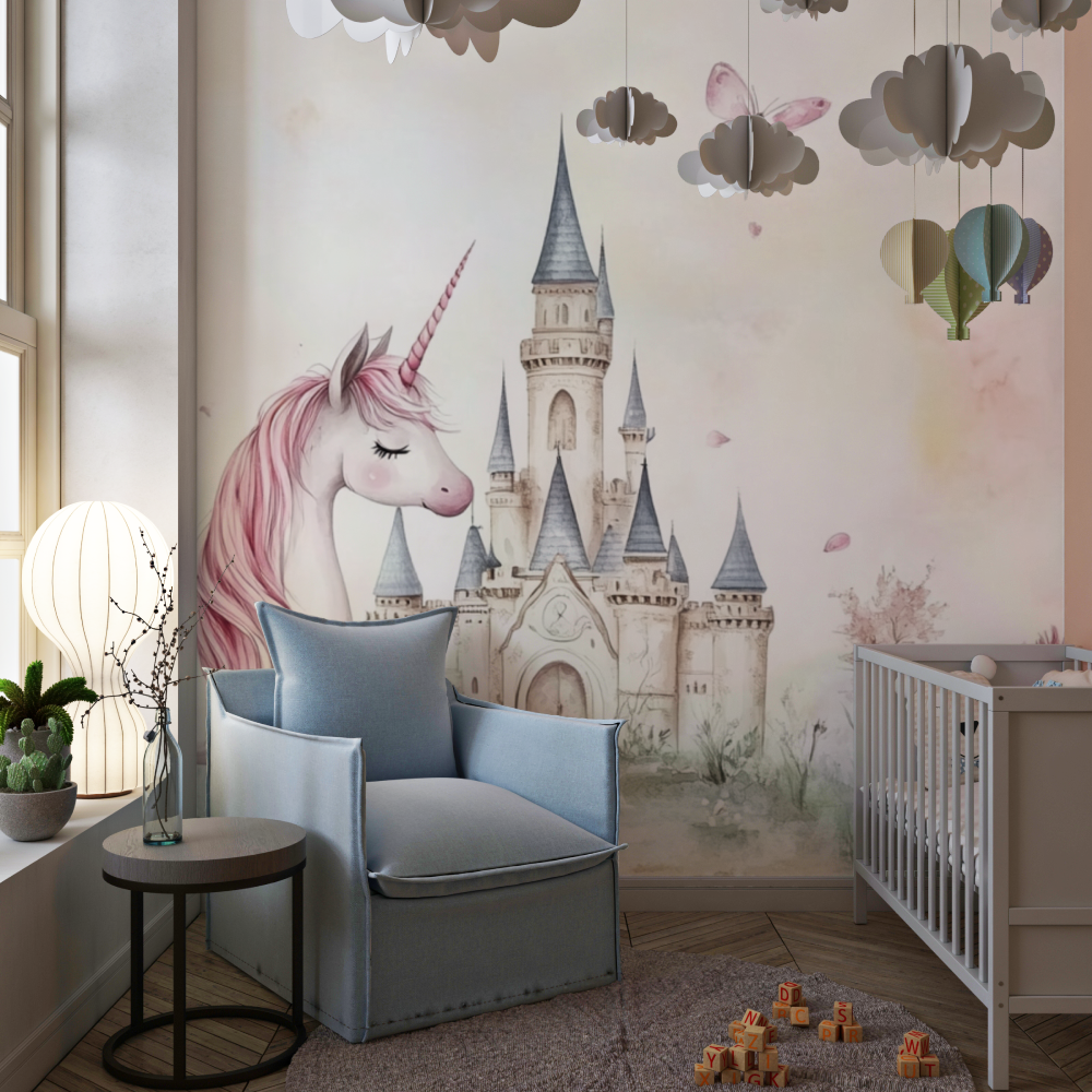 Unicorn Castle Princess and Unicorn Wallpaper | Murals Wallpaper