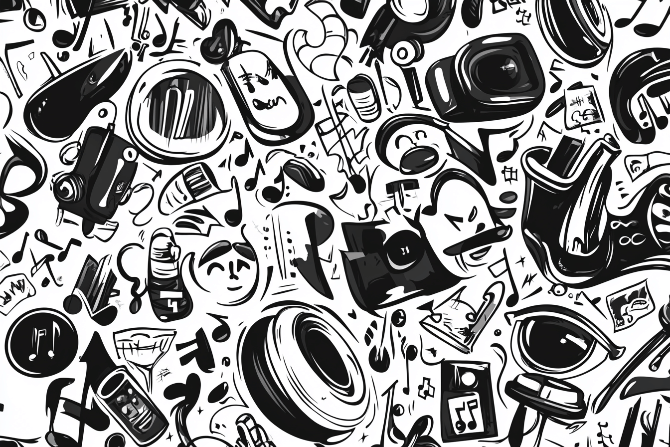 Abstract Black and White Music Wallpaper | Murals Wallpaper