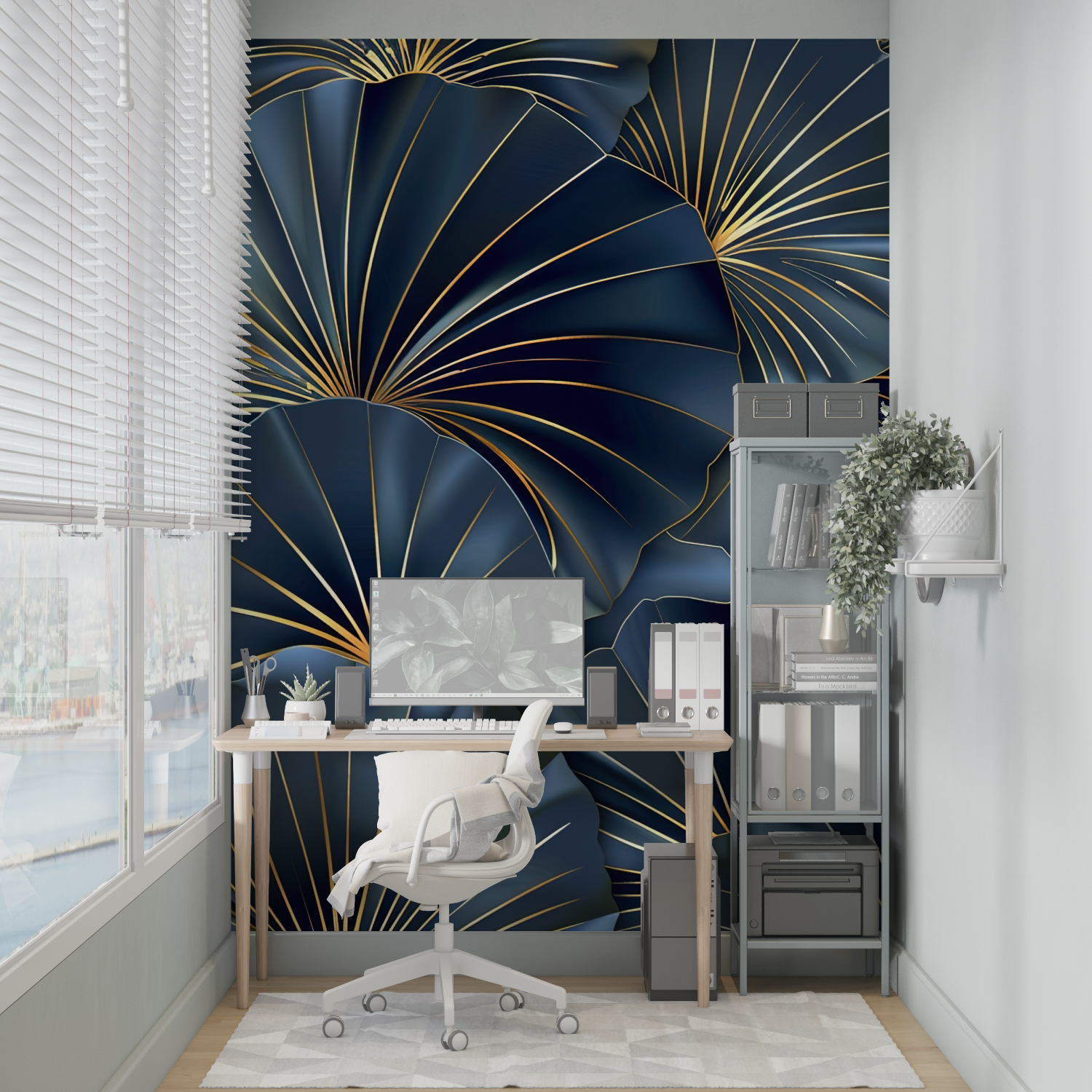 Art Deco Blue and Gold Wallpaper Design | Murals Wallpaper