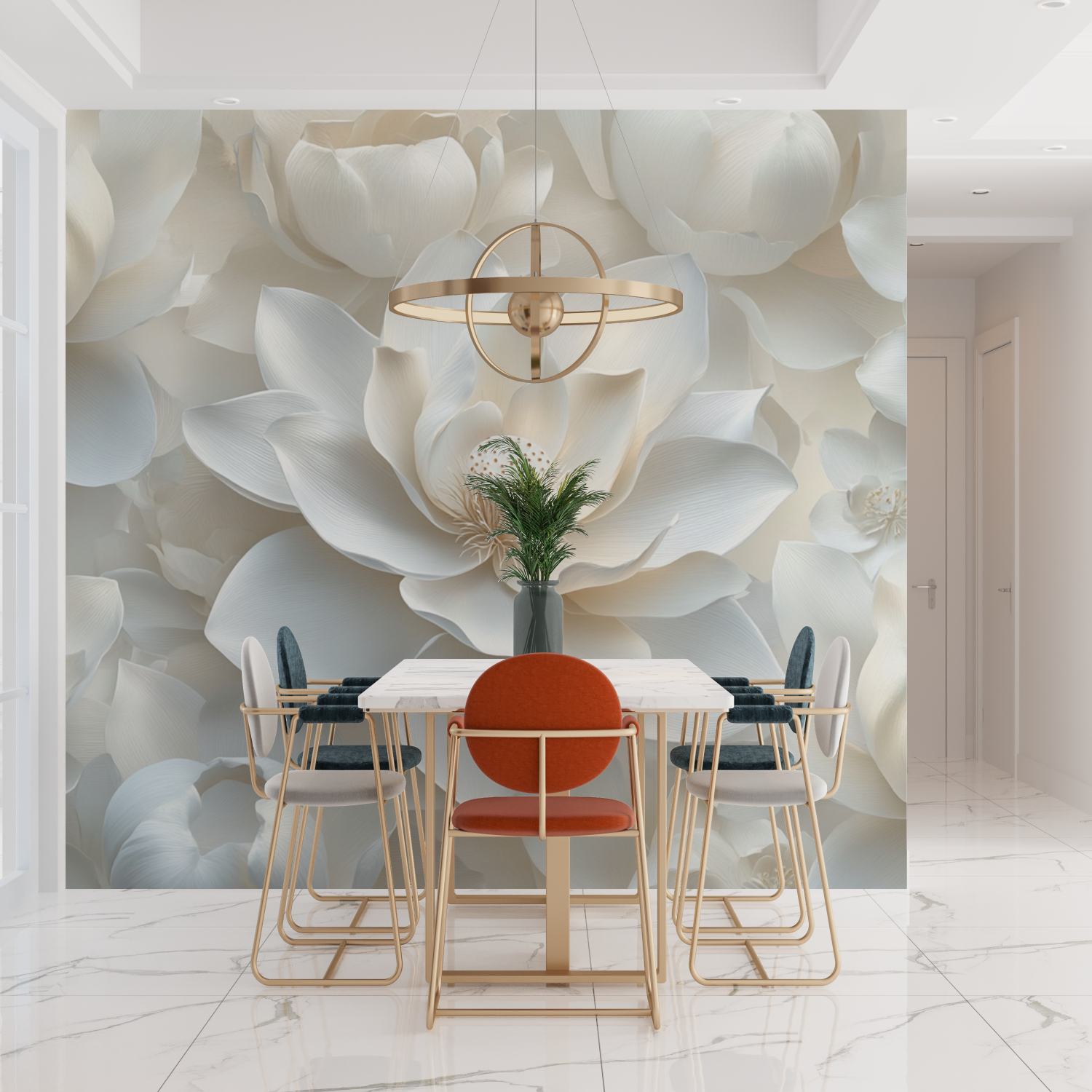 Delicate White Lily Watercolor Wallpaper | Murals Wallpaper