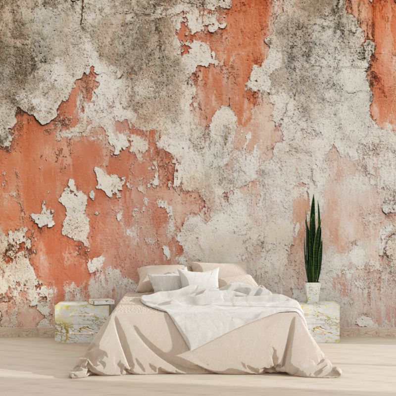 Terracotta Wallpaper with Waxed Concrete Effect | Murals Wallpaper