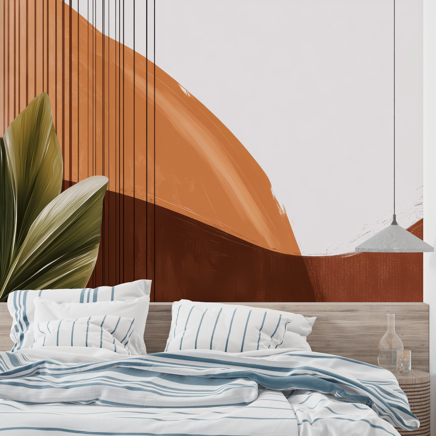 Orange Braun Geometrische Tapete | Wandbilder Tapete