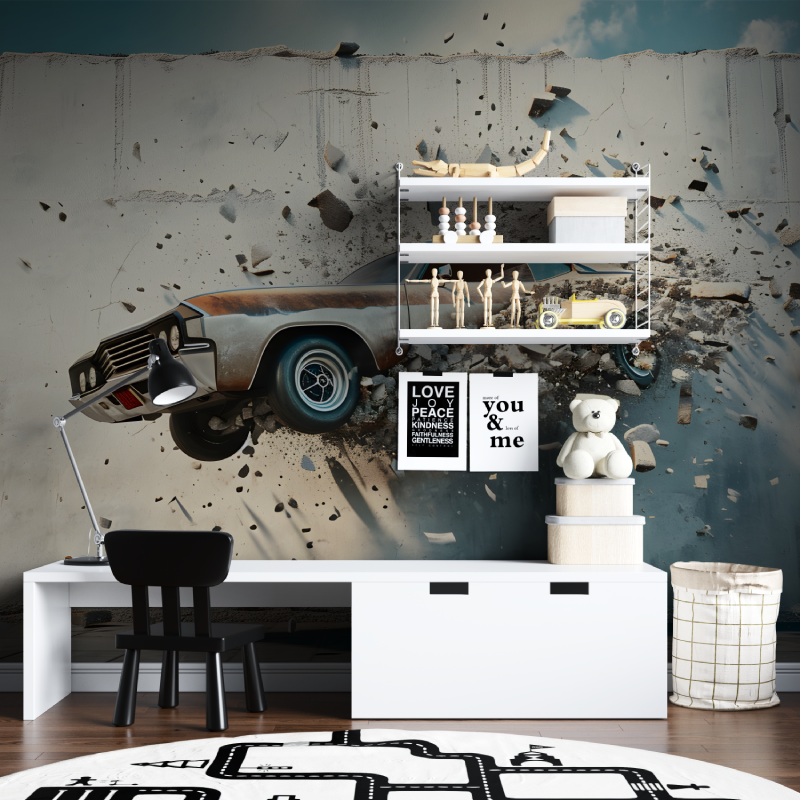 XXL-Tapete mit weißem Auto | Wandbildtapete